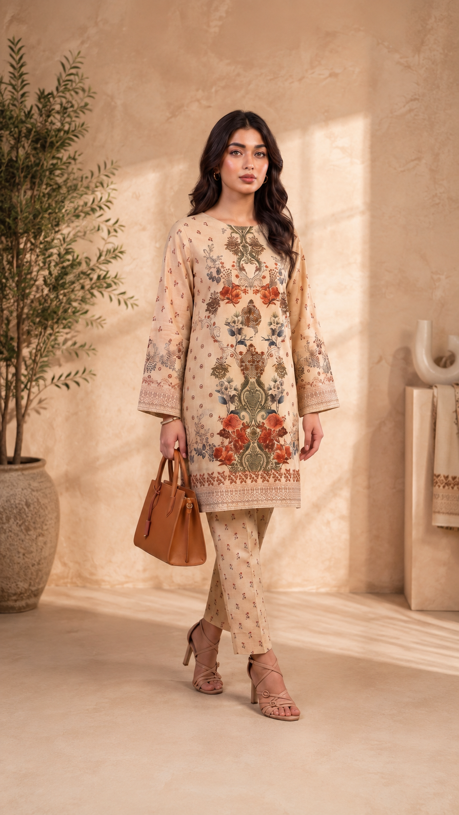 Terracotta Blossom 2 Piece Lawn Suit (Unstitched)