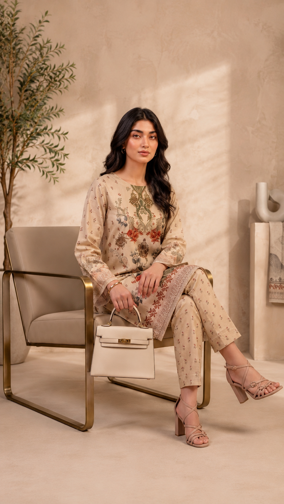 Terracotta Blossom 2 Piece Lawn Suit (Unstitched)