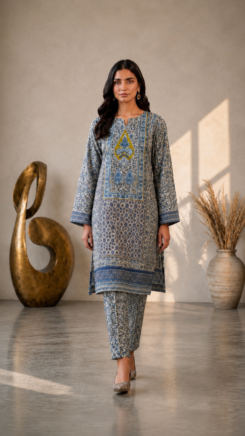 Slate Mosaic 2 Piece  Lawn Suit (Unstitched)