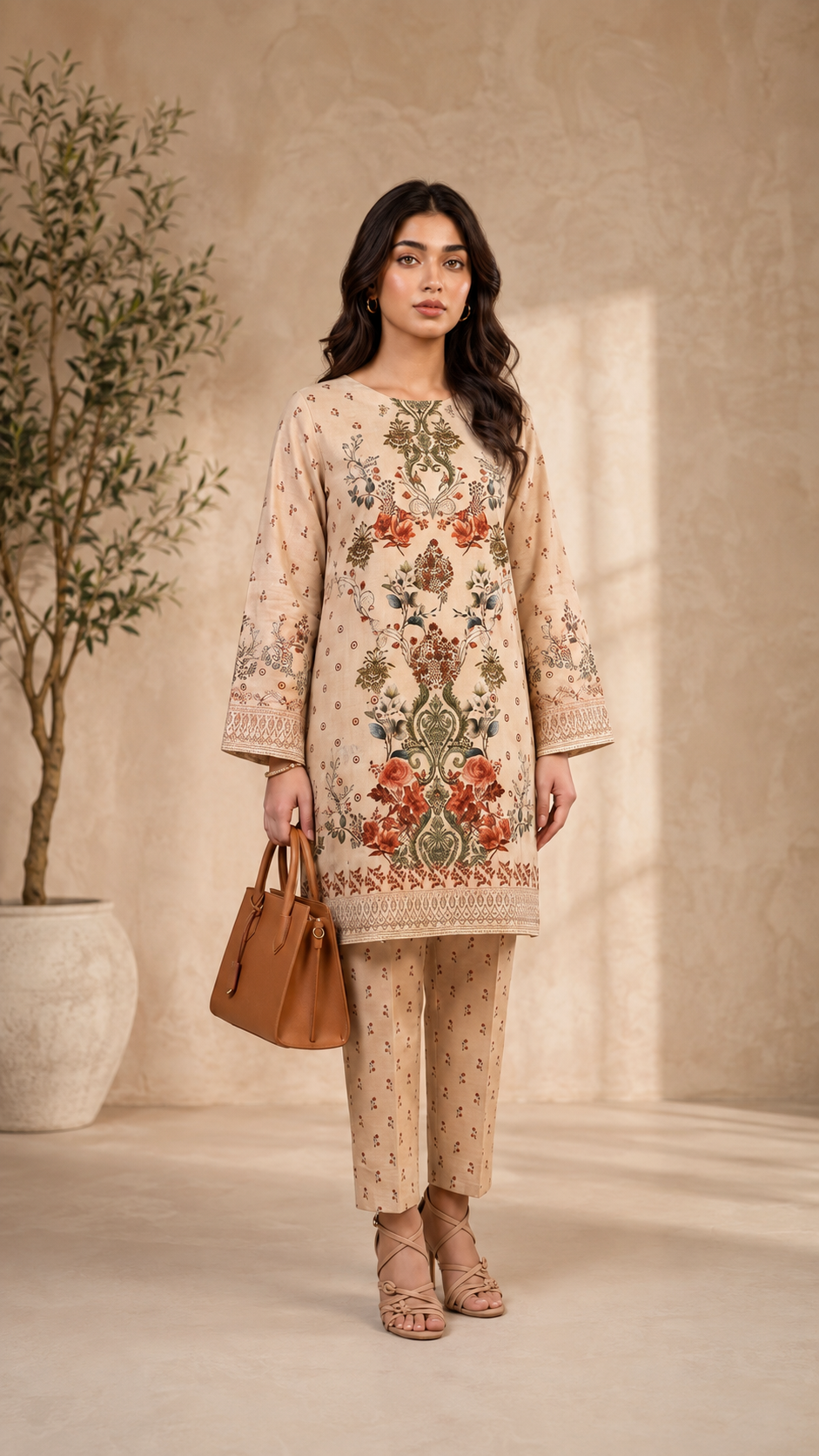 Terracotta Blossom 2 Piece Lawn Suit (Unstitched)