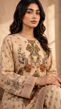 Terracotta Blossom 2 Piece Lawn Suit (Unstitched)