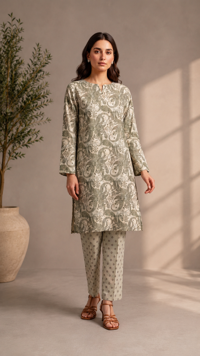 Sage Paisley 2 Piece Lawn Suit (Unstitched)