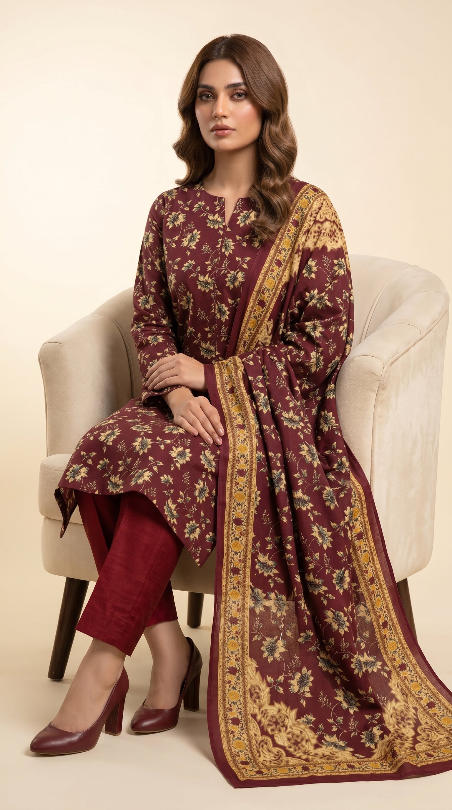Regal Daisy Border 3 Piece Lawn Suit (Unstitched)