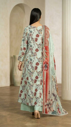 Vintage Floral Stripe 3 Piece Lawn [Unstitched]