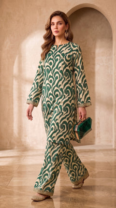 Emerald Swirl 2-Piece Suit (Unstitched)