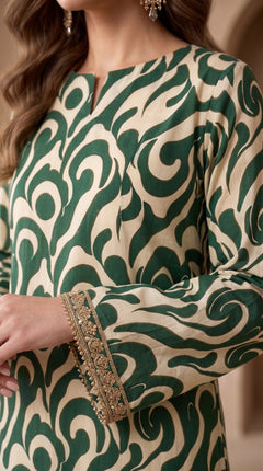 Emerald Swirl 2-Piece Suit (Unstitched)