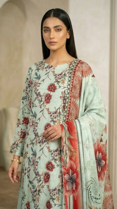 Vintage Floral Stripe 3 Piece Lawn [Unstitched]