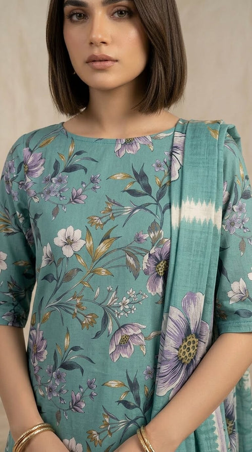 Bloom Stripe Floral 3 Piece Lawn [Unstitched]
