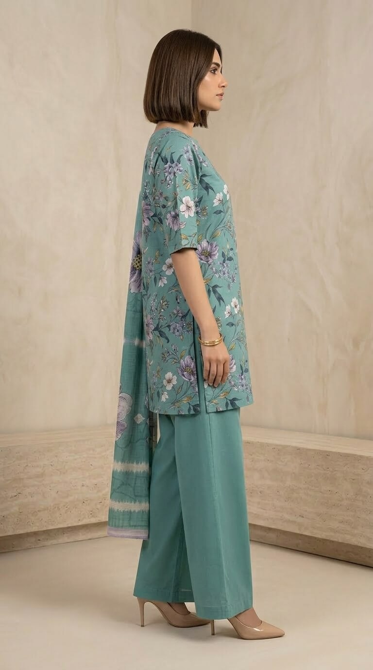 Bloom Stripe Floral 3 Piece Lawn [Unstitched]