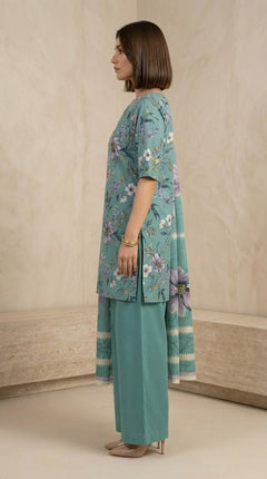 Bloom Stripe Floral 3 Piece Lawn [Unstitched]