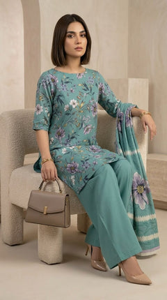 Bloom Stripe Floral 3 Piece Lawn [Unstitched]