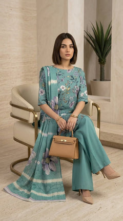 Bloom Stripe Floral 3 Piece Lawn [Unstitched]