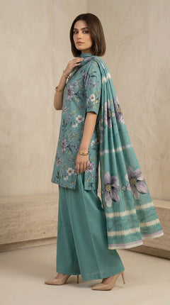 Bloom Stripe Floral 3 Piece Lawn [Unstitched]