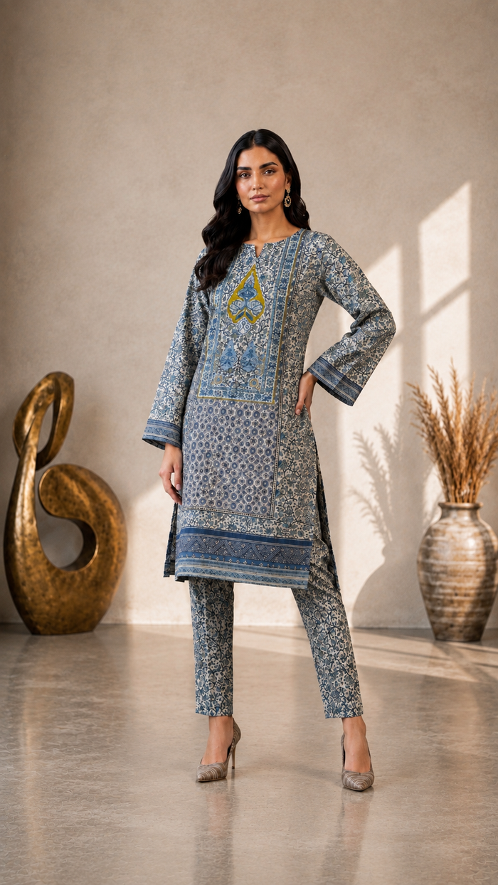 Slate Mosaic 2 Piece  Lawn Suit (Unstitched)