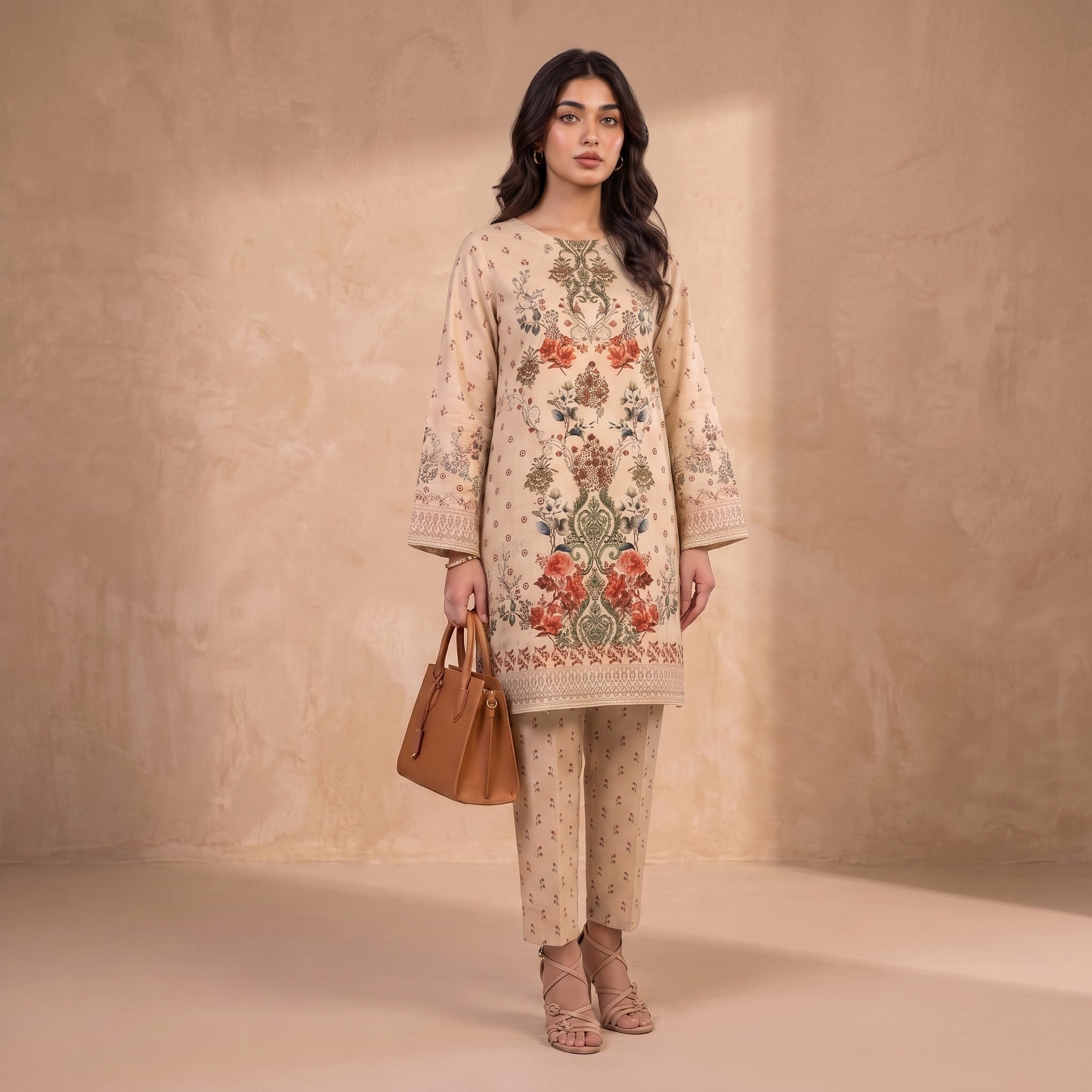 Terracotta Blossom 2 Piece Lawn Suit (Unstitched)