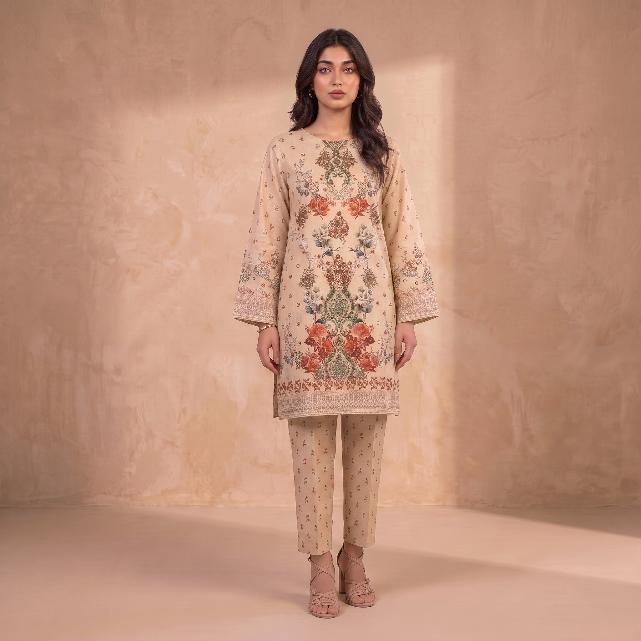 Terracotta Blossom 2 Piece Lawn Suit (Unstitched)