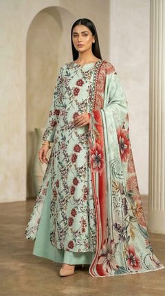 Vintage Floral Stripe 3 Piece Lawn [Unstitched]