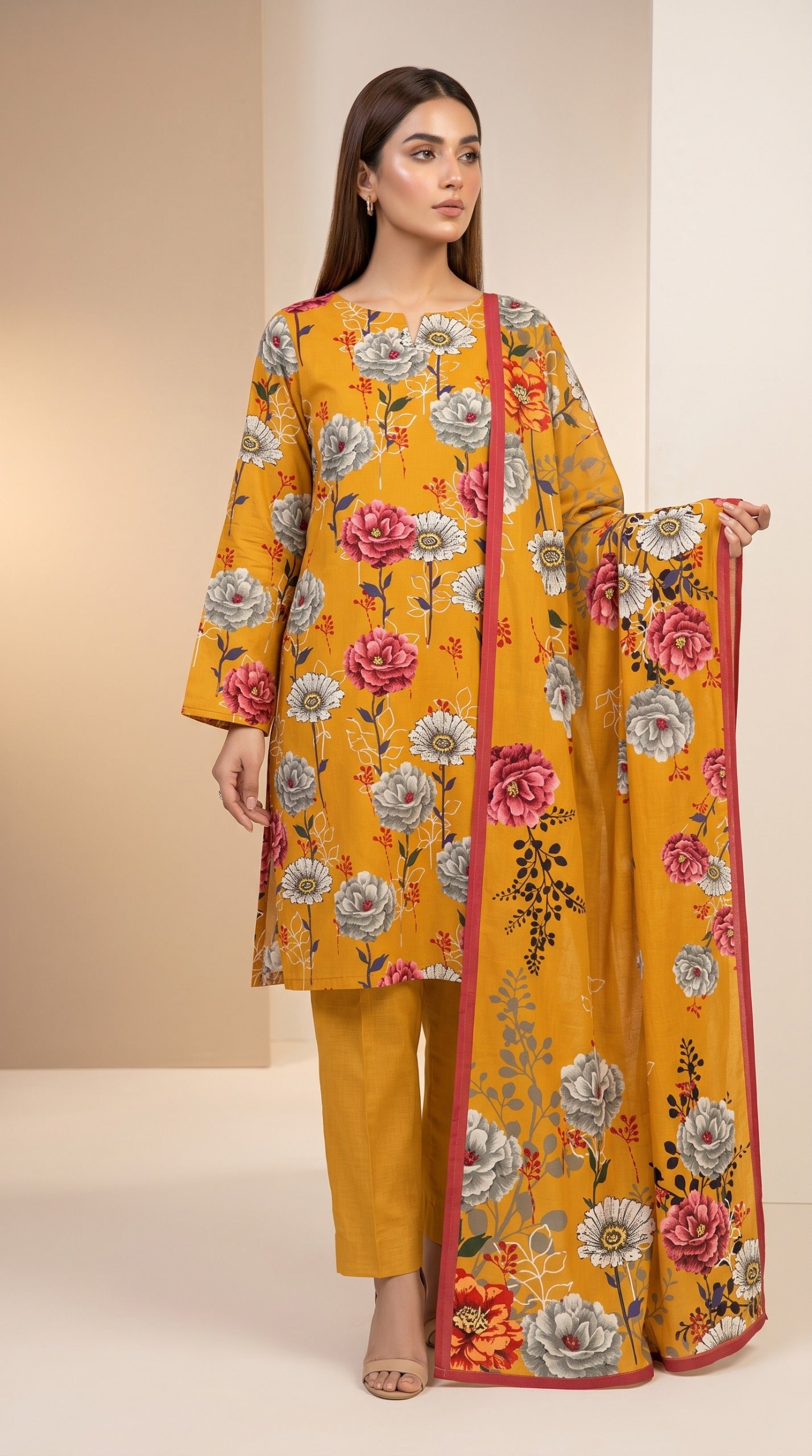 Mustard Muse 3 Piece Lawn Suit (Unstitched)