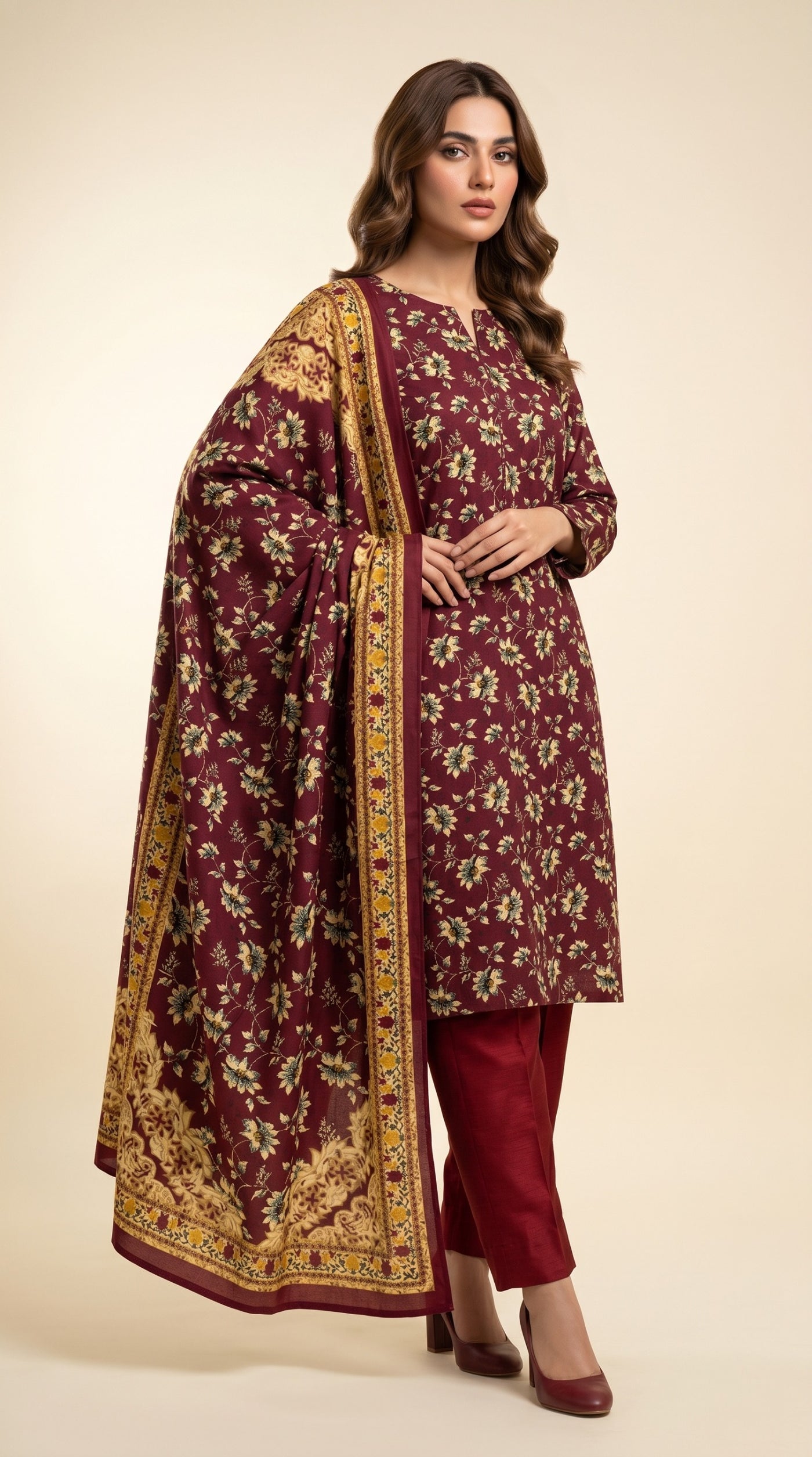Regal Daisy Border 3 Piece Lawn Suit (Unstitched)
