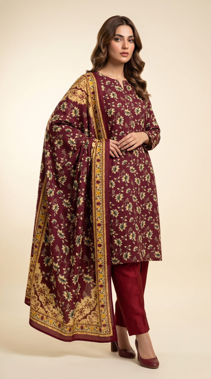 Regal Daisy Border 3 Piece Lawn Suit (Unstitched)