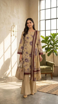 Vintage Floral Trellis 3 Piece Lawn [Unstitched]