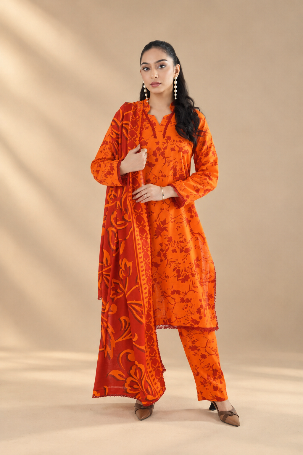 Kesariya Khaddar Suit