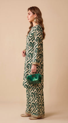 Emerald Swirl 2-Piece Suit (Unstitched)