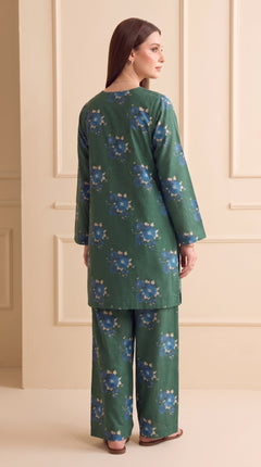 Dark Green Floral 2 Piece Lawn Suit (Unstitched)