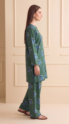 Dark Green Floral 2 Piece Lawn Suit (Unstitched)