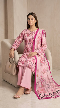 Ethnic Floral Fusion 3 Piece Lawn [Unstitched]