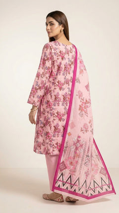 Ethnic Floral Fusion 3 Piece Lawn [Unstitched]