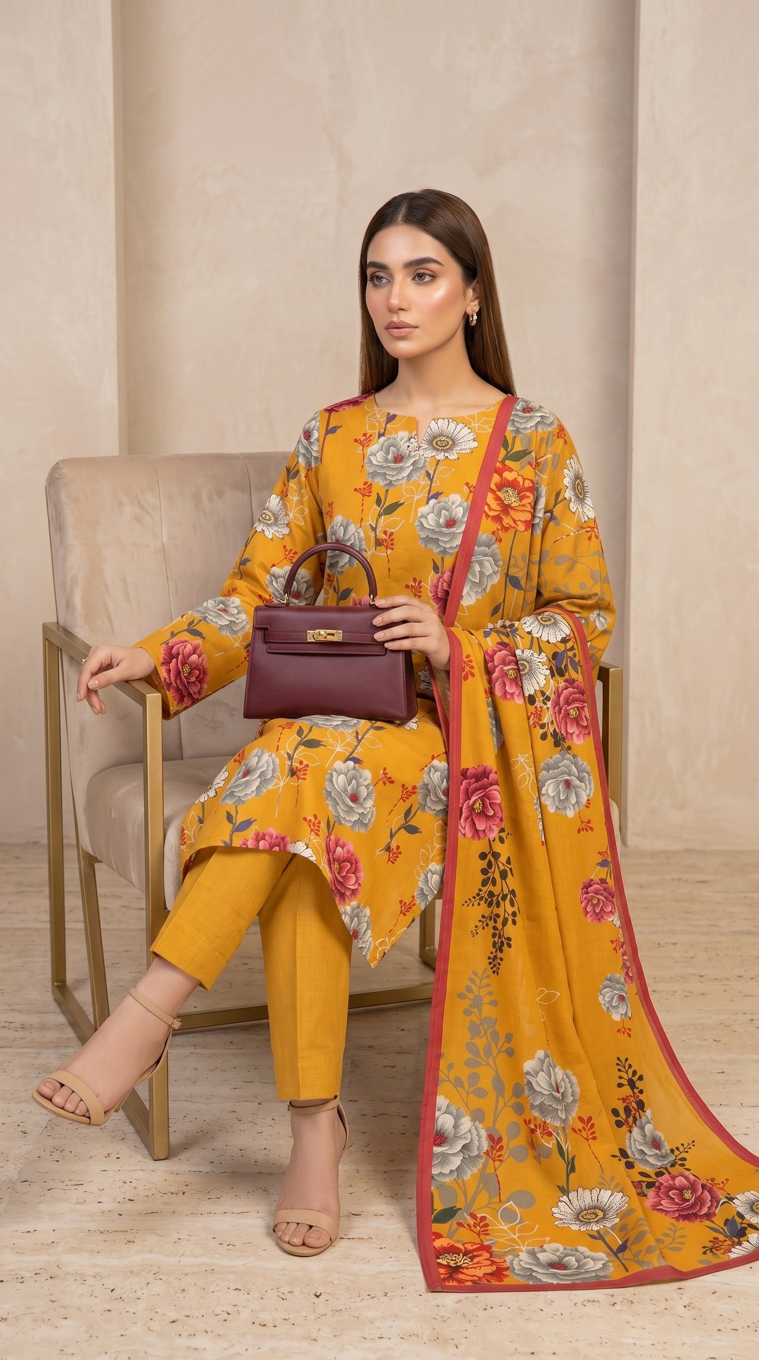 Mustard Muse 3 Piece Lawn Suit (Unstitched)