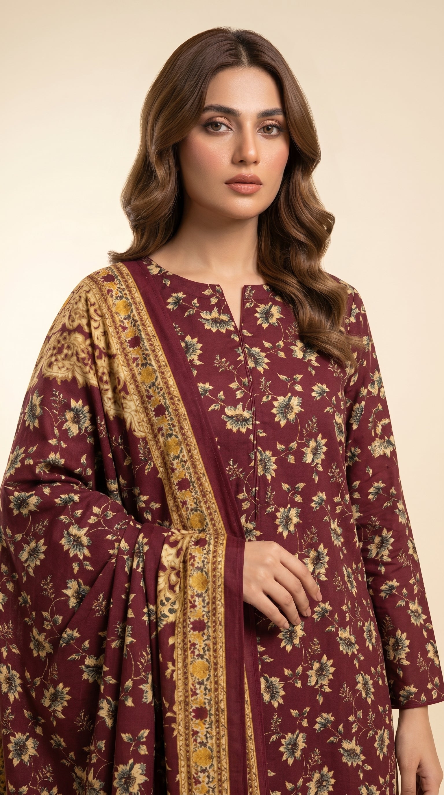Regal Daisy Border 3 Piece Lawn Suit (Unstitched)