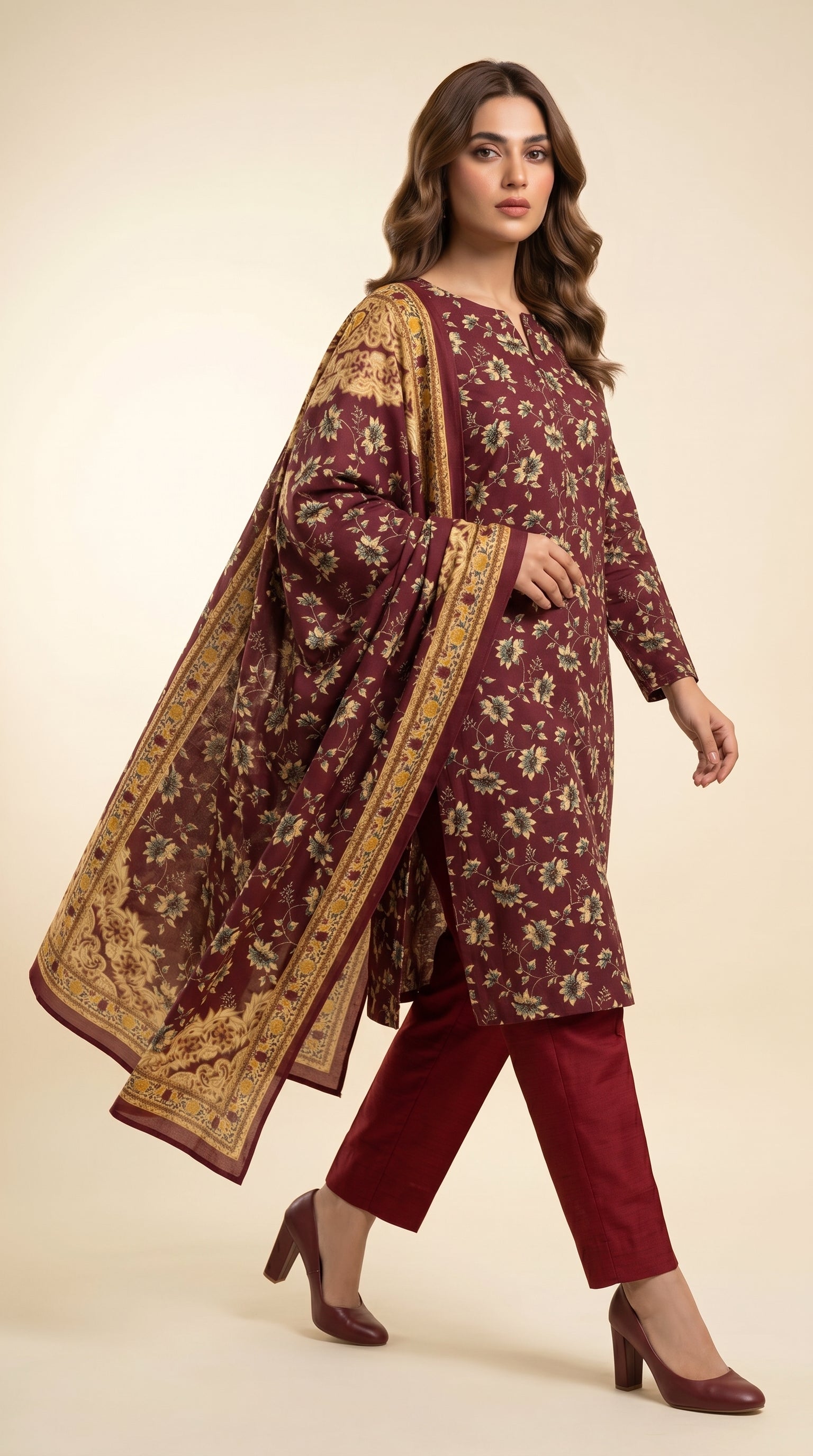 Regal Daisy Border 3 Piece Lawn Suit (Unstitched)