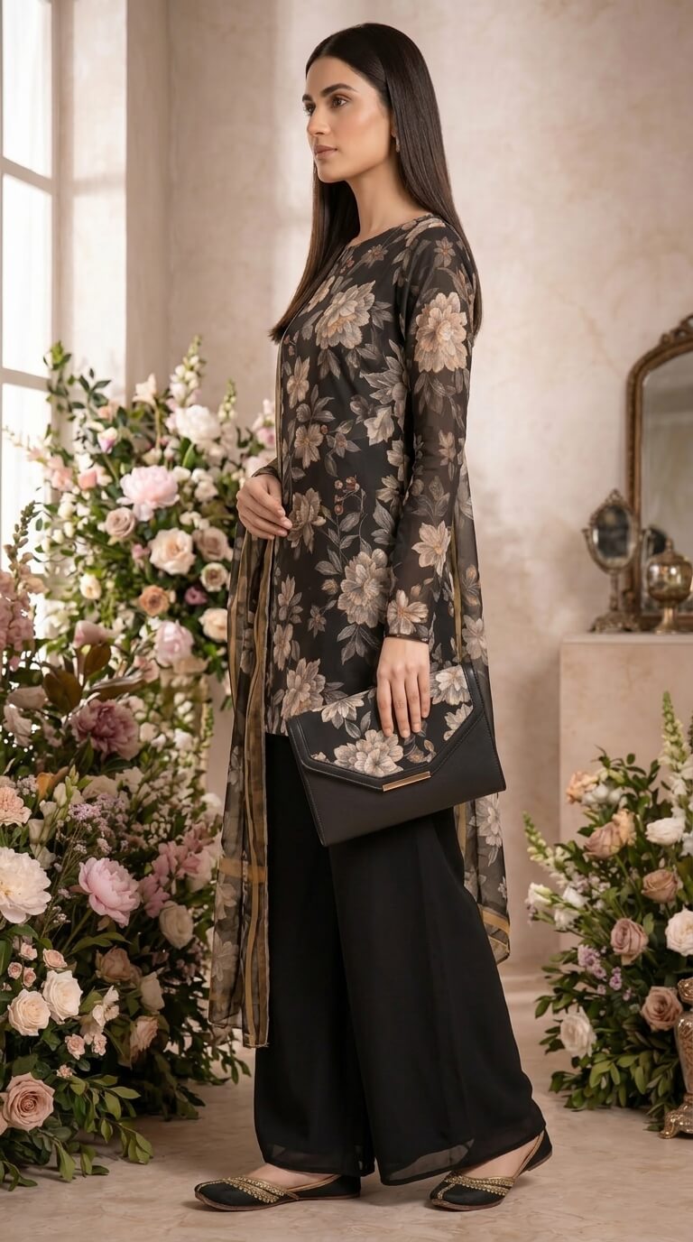 Midnight Bloom 3 Piece Lawn [Unstitched]