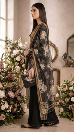 Midnight Bloom 3 Piece Lawn [Unstitched]
