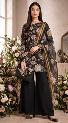 Midnight Bloom 3 Piece Lawn [Unstitched]