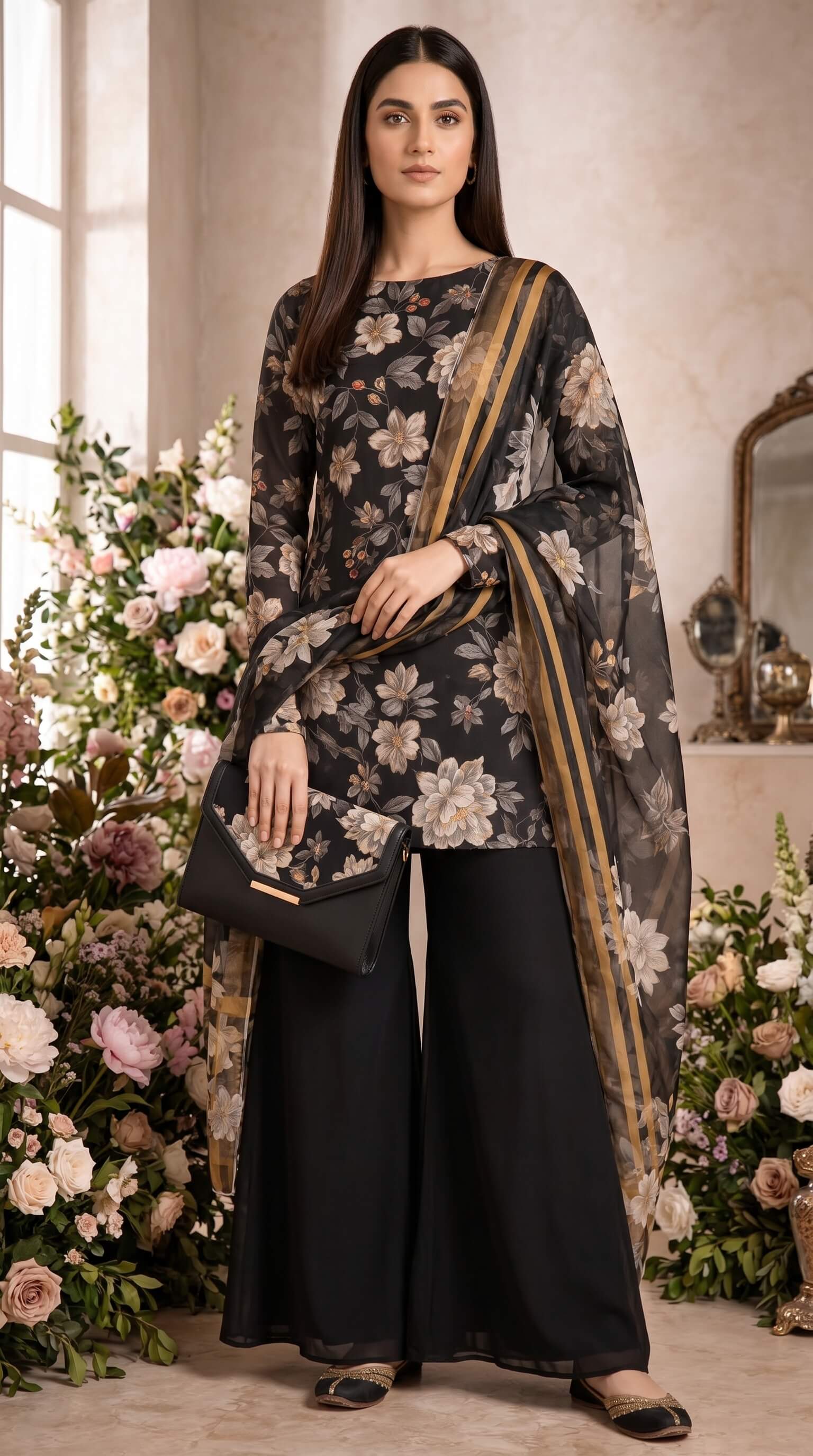 Midnight Bloom 3 Piece Lawn [Unstitched]