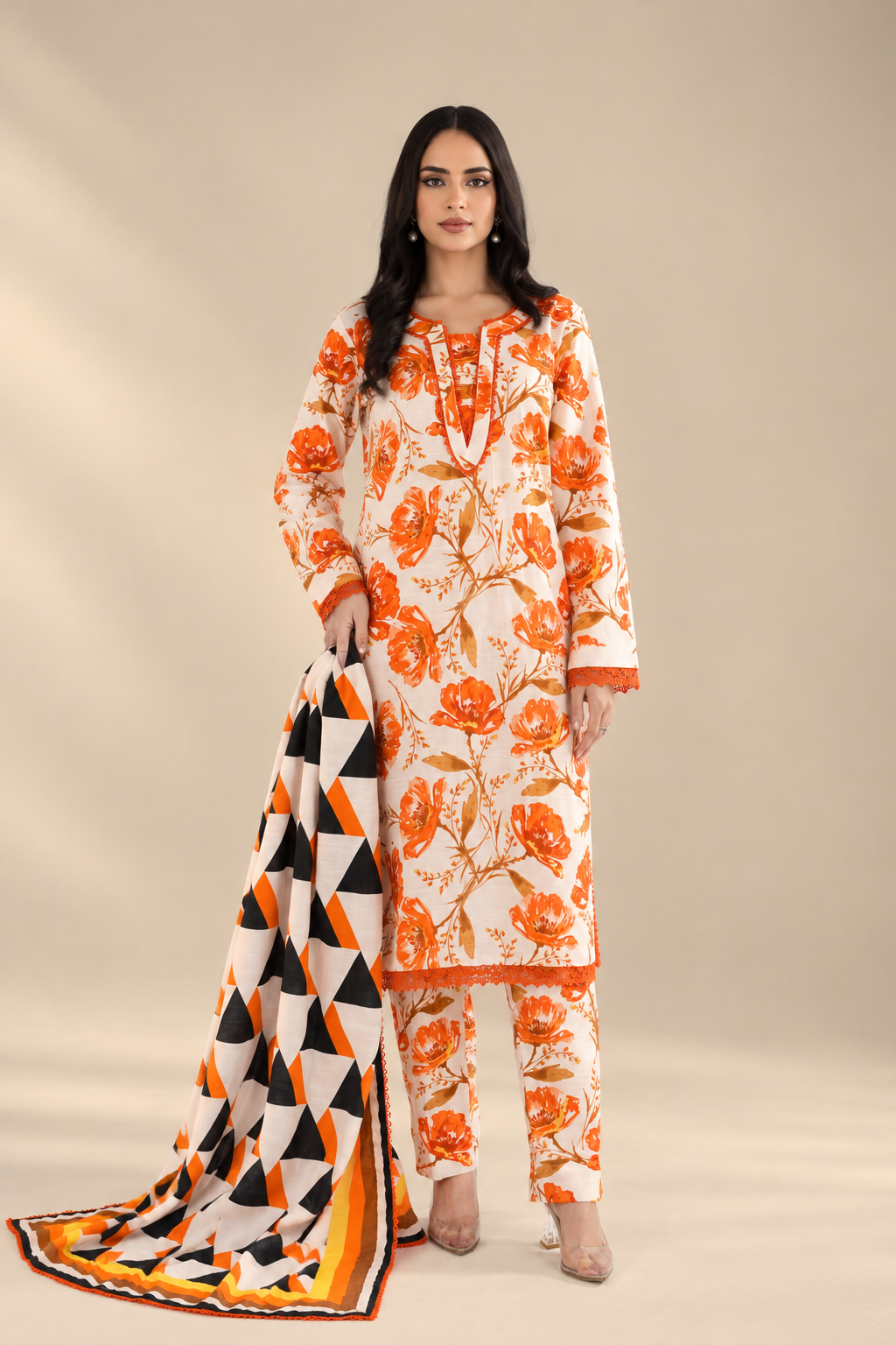 Narangi Gul Khaddar Suit